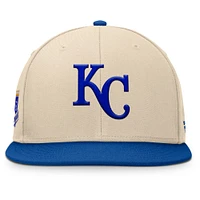 Men's Fanatics Natural/Royal Kansas City Royals Cooperstown Collection Bounder Snapback Hat