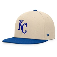 Men's Fanatics Natural/Royal Kansas City Royals Cooperstown Collection Bounder Snapback Hat