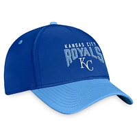 Casquette flexible à logo empilé Fanatics Royal/Bleu clair Kansas City Royals pour hommes