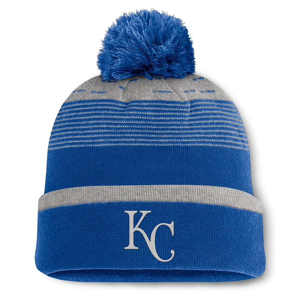 Bonnet en tricot à revers avec pompon Fanatics Royal Kansas City Royals Fundamental Gradient pour homme