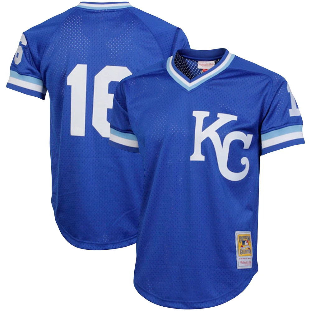 Mitchell & Ness pour homme Bo Jackson Royal Kansas City Royals Cooperstown Collection Maillot d'entraînement au bâton Big Tall Mesh