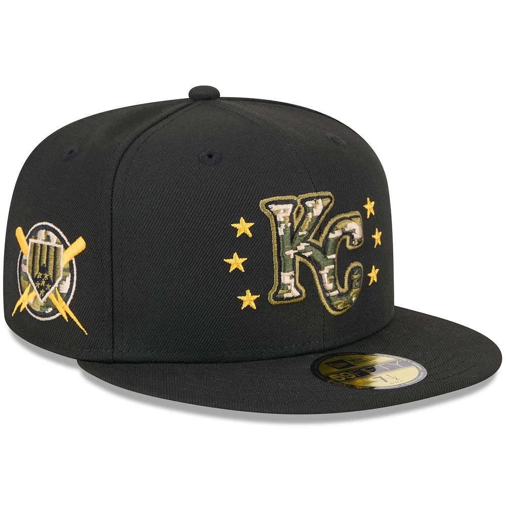 Men's New Era  Black Kansas City Royals 2024 Armed Forces Day On-Field 59FIFTY Fitted Hat