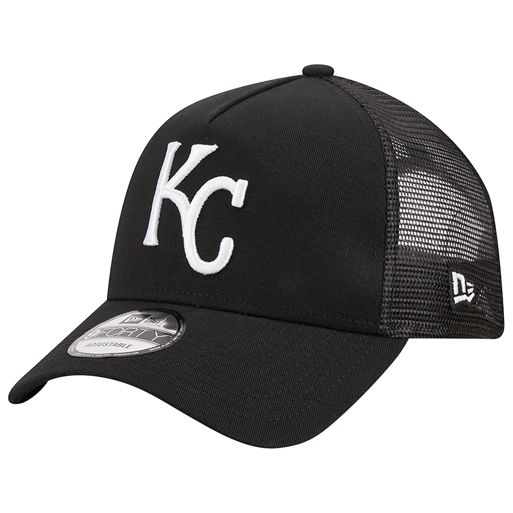 Casquette ajustable 9FORTY Trucker A-Frame des Kansas City Royals New Era pour homme, noire