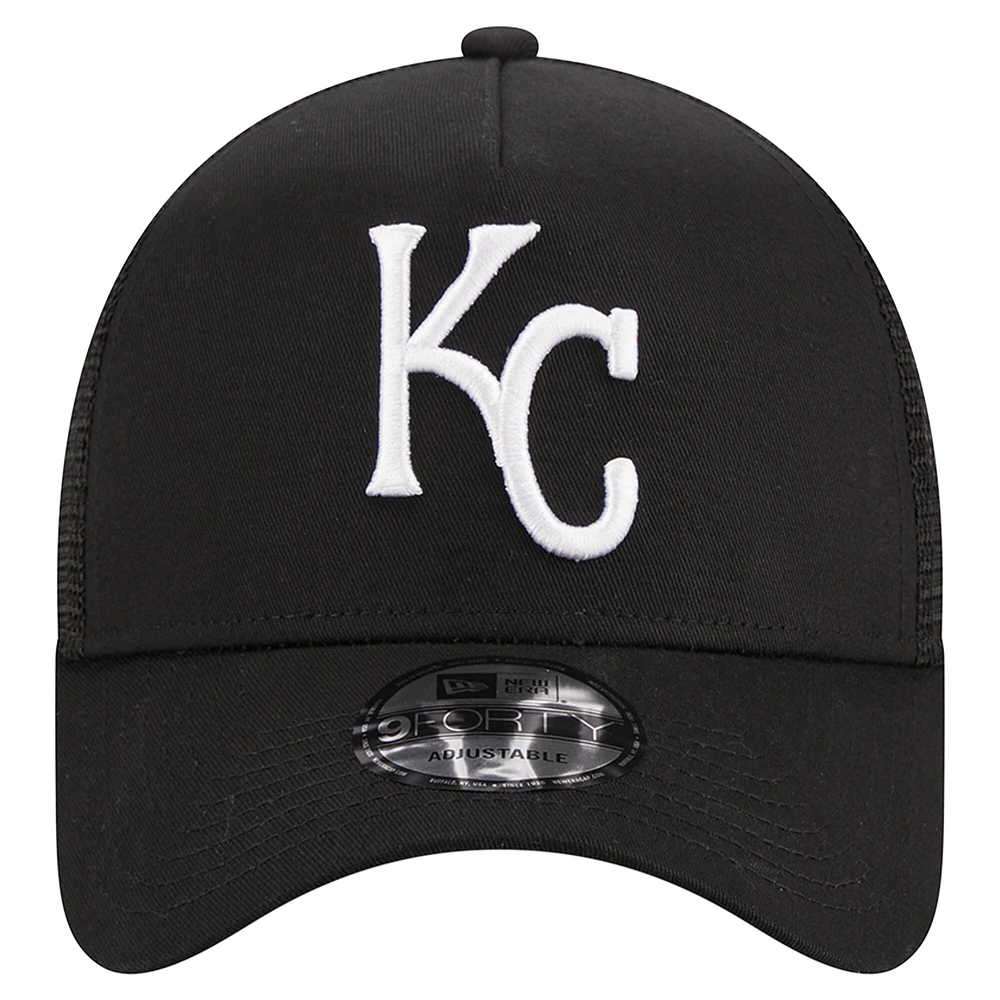 Casquette ajustable 9FORTY Trucker A-Frame des Kansas City Royals New Era pour homme, noire