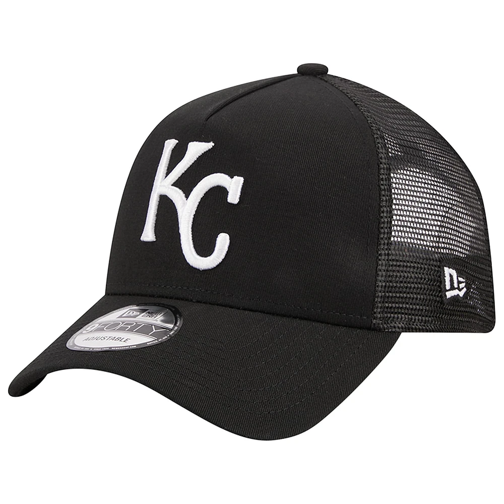Casquette ajustable 9FORTY Trucker A-Frame des Kansas City Royals New Era pour homme, noire
