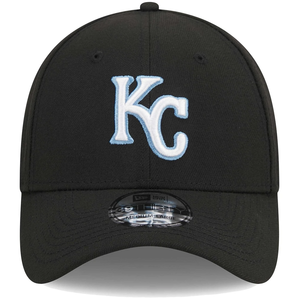 Men's New Era Black Kansas City Royals Logo 39THIRTY Flex Hat