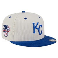 Men's New Era Cream/Royal Kansas City Royals Two-Tone Corduroy 59FIFTY Fitted Hat