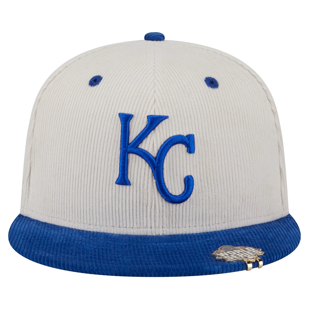 Men's New Era Cream/Royal Kansas City Royals Two-Tone Corduroy 59FIFTY Fitted Hat