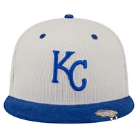 Men's New Era Cream/Royal Kansas City Royals Two-Tone Corduroy 59FIFTY Fitted Hat