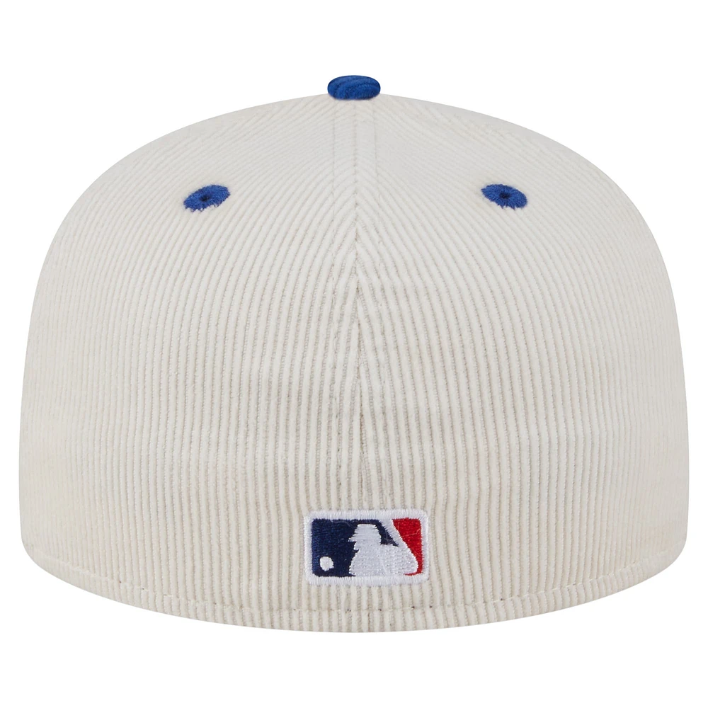 Men's New Era Cream/Royal Kansas City Royals Two-Tone Corduroy 59FIFTY Fitted Hat