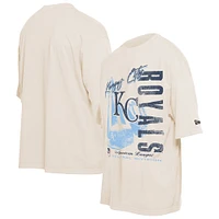 Men's New Era Cream Kansas City Royals Cooperstown Collection Oversized Throwback Distressed T-Shirt