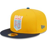 Men's Kansas City Royals New Era Gold/Navy 40th Anniversary Azure  Undervisor 59FIFTY Fitted Hat