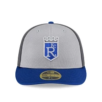 Men's New Era  Gray/Royal Kansas City Royals 2025 Batting Practice Low Profile 59FIFTY Fitted Hat