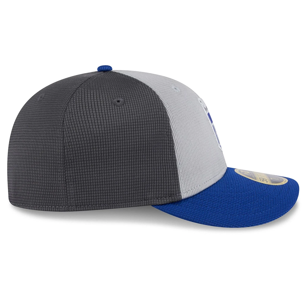 Men's New Era  Gray/Royal Kansas City Royals 2025 Batting Practice Low Profile 59FIFTY Fitted Hat