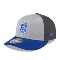 Men's New Era  Gray/Royal Kansas City Royals 2025 Batting Practice Low Profile 59FIFTY Fitted Hat