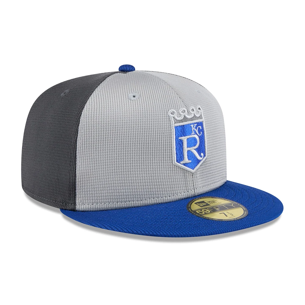 Men's New Era  Gray Kansas City Royals 2025 Batting Practice 59FIFTY Fitted Hat