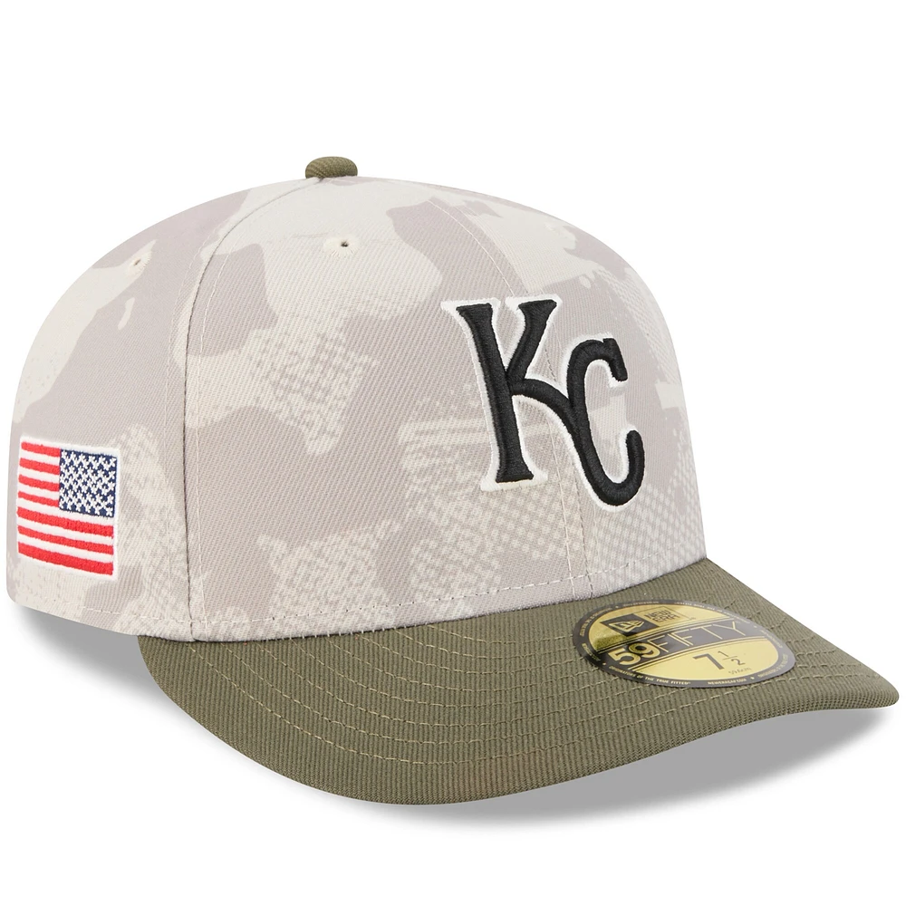 Casquette ajustée 59FIFTY pour homme New Era beige clair/olive Kansas City Royals 2025 Armed Forces Day