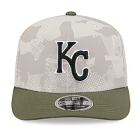 Men's New Era Light Beige/Olive Kansas City Royals 2025 Armed Forces Day 9SEVENTY Stretch-Snap Hat