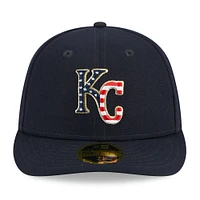 Casquette ajustée 59FIFTY à profil bas des Royals de Kansas City 2023 du 4 juillet New Era pour homme, bleu marine