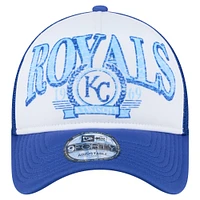 Men's New Era  Royal Kansas City Royals Distressed 9FORTY A-Frame Adjustable Trucker Hat