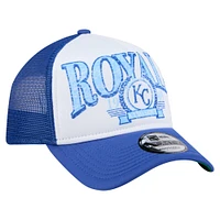 Men's New Era  Royal Kansas City Royals Distressed 9FORTY A-Frame Adjustable Trucker Hat