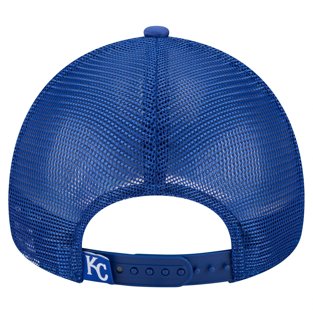 Men's New Era  Royal Kansas City Royals Distressed 9FORTY A-Frame Adjustable Trucker Hat
