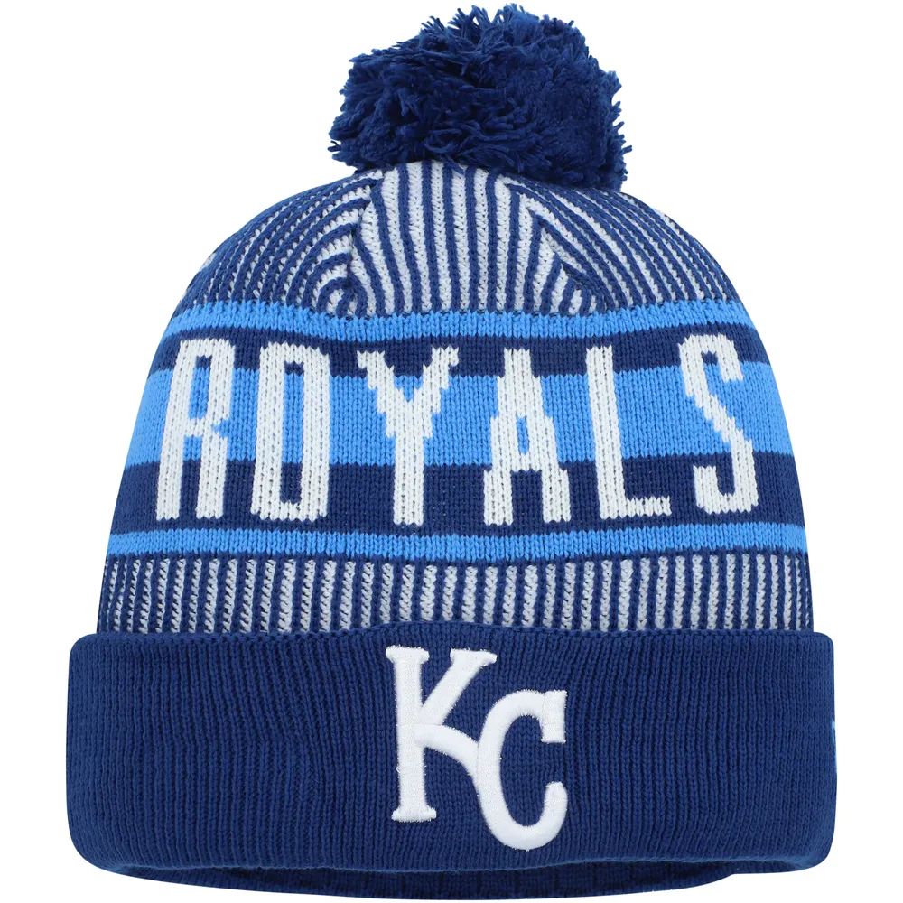 NWE ROYALS ROYAL MLB NWE MANCHETTE À RAYURES POM BONNET EN TRICOT