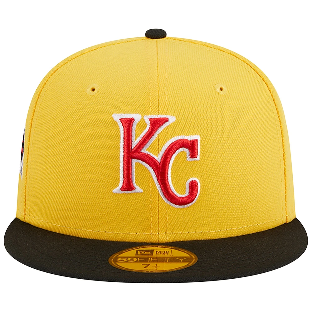 Casquette ajustée 59FIFTY grillée des Royals de Kansas City New Era pour homme, jaune/noir