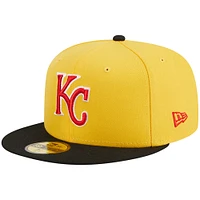 Casquette ajustée 59FIFTY grillée des Royals de Kansas City New Era pour homme, jaune/noir