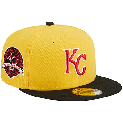 Casquette ajustée 59FIFTY grillée des Royals de Kansas City New Era pour homme, jaune/noir