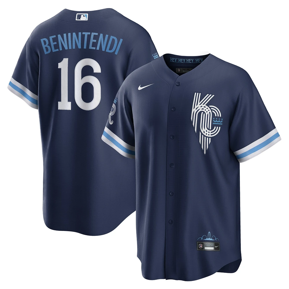 Maillot de joueur réplique Nike Andrew Benintendi des Kansas City Royals Connect pour hommes, bleu marine