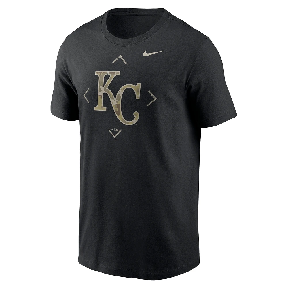 Men's Nike Black Kansas City Royals Camo Logo T-Shirt