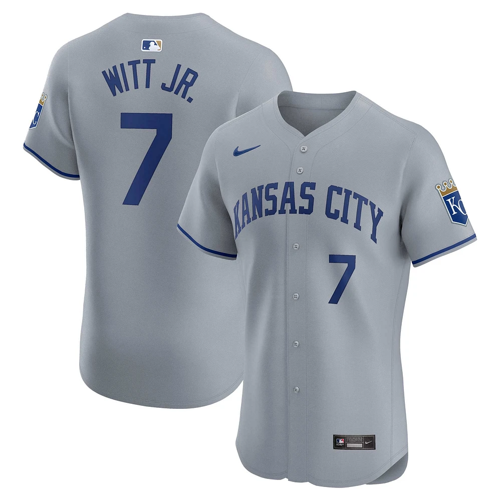 Maillot de joueur Nike Bobby Witt Jr. pour hommes, gris, Kansas City Royals Road Elite Player