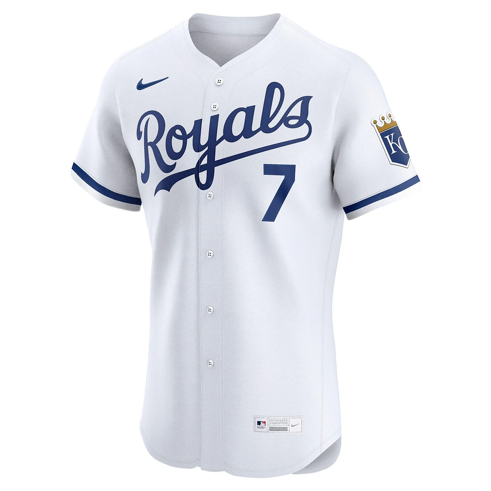 Maillot Nike Bobby Witt Jr. blanc pour homme, domicile élite des Royals de Kansas City