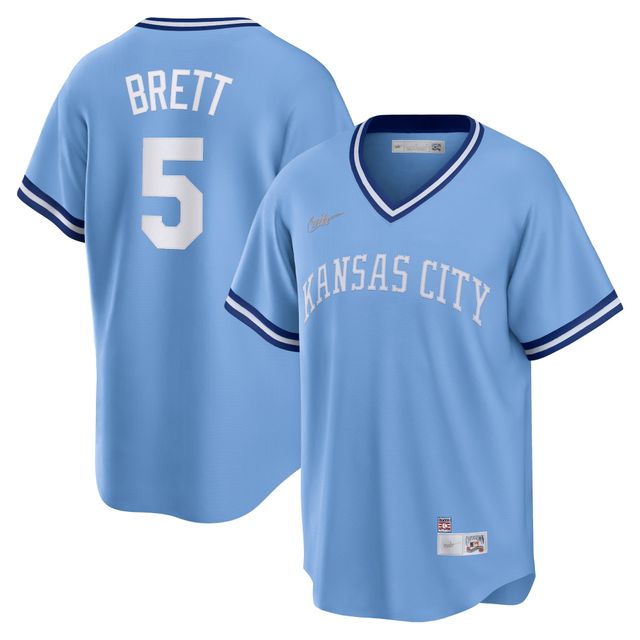 Maillot de joueur Nike George Brett pour hommes, bleu clair, Kansas City Royals Road Cooperstown Collection