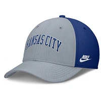 Men's Nike Gray/Royal Kansas City Royals Rise Swoosh Performance Flex Hat