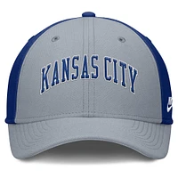 Men's Nike Gray/Royal Kansas City Royals Rise Swoosh Performance Flex Hat