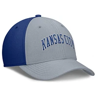Men's Nike Gray/Royal Kansas City Royals Rise Swoosh Performance Flex Hat