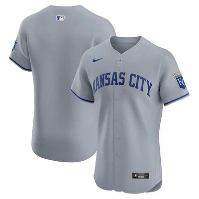 Maillot Nike gris Kansas City Royals Road Vapor Premier Elite Patch pour homme