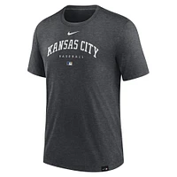 T-shirt Performance à trois mélanges Early Work des Royals de Kansas City Nike Heather Charcoal pour homme