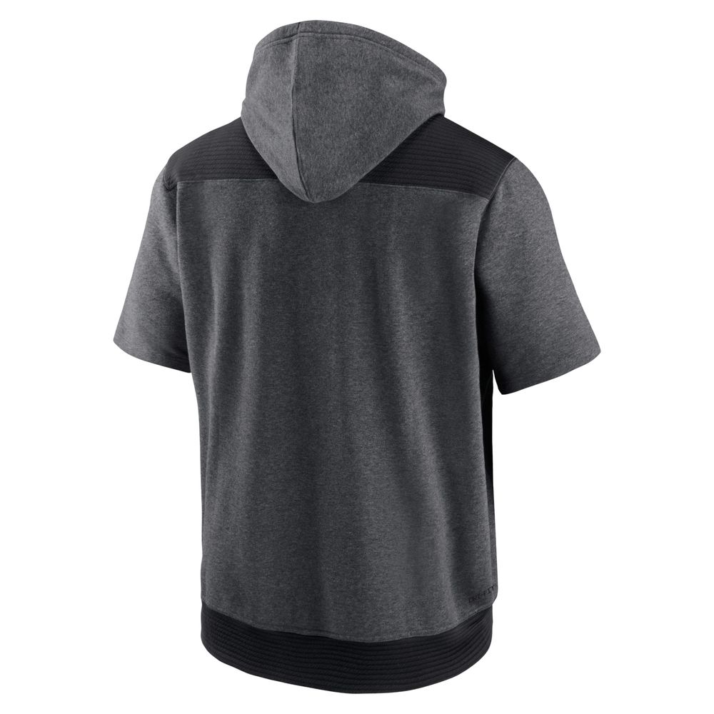 Men's Nike Heathered Charcoal/Black Kansas City Royals Authentic Collection Dry Flux Performance Quarter-Zip Short Sleeve Hoodie