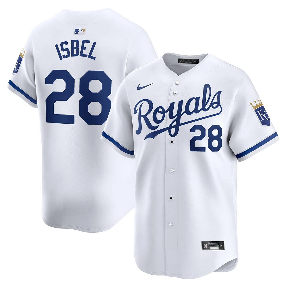 maillot de joueur Nike Kyle Isbel pour hommes, blanc, Kansas City Royals, domicile limité,