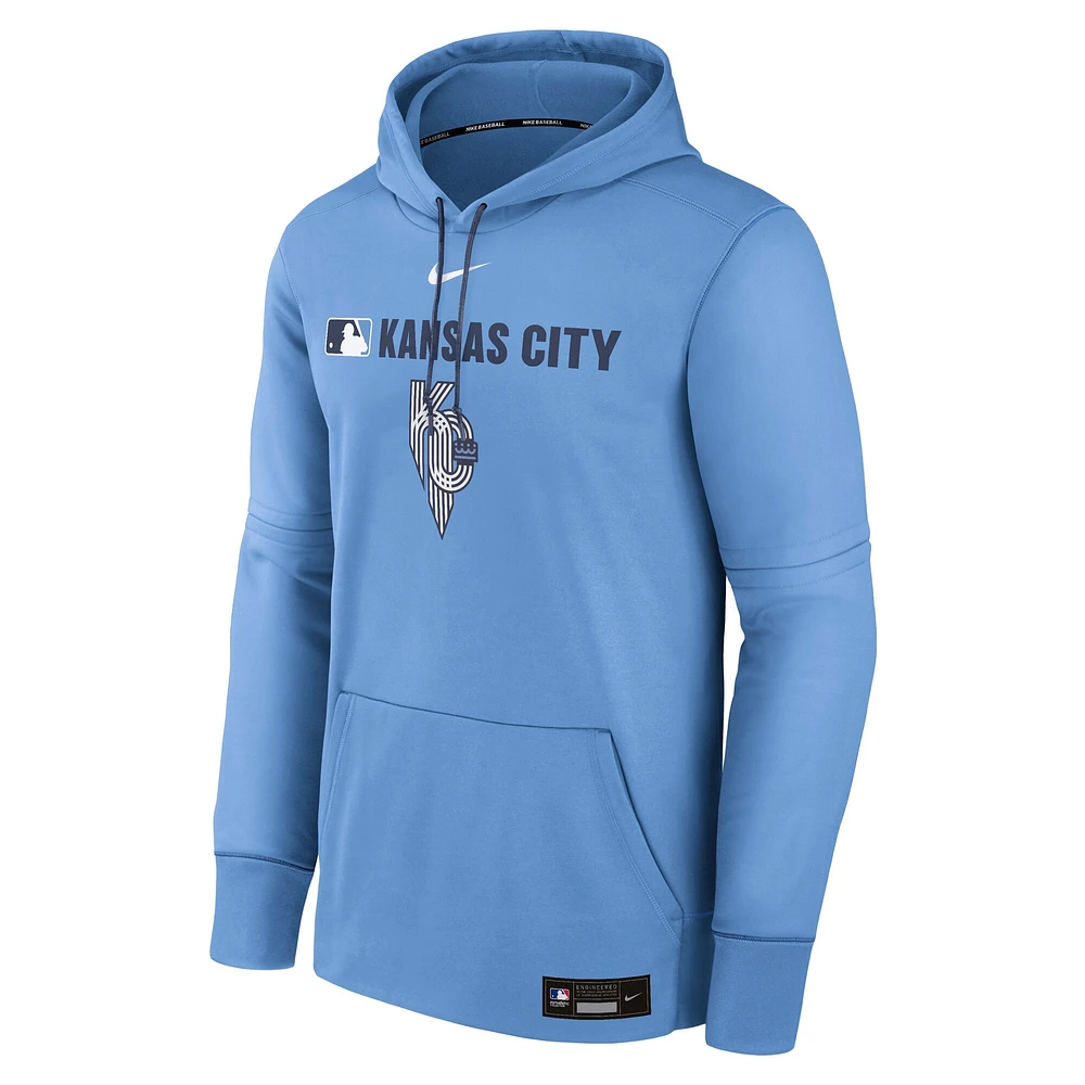 Men's Nike  Light Blue Kansas City Royals Authentic Collection Connect Therma Pullover Hoodie