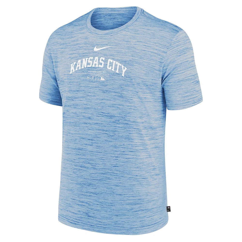 T-shirt Nike bleu clair Kansas City Royals Authentic Collection Velocity Performance Practice pour homme