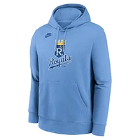 Men's Nike Light Blue Kansas City Royals Cooperstown Collection Logo Club Pullover Hoodie