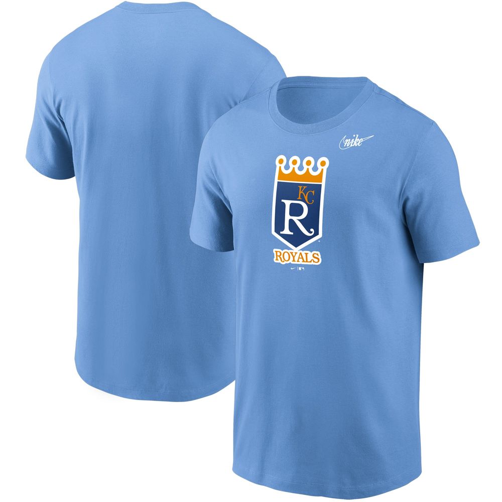 Men's Nike Light Blue Kansas City Royals Cooperstown Collection Logo T-Shirt