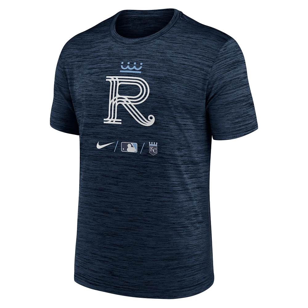 T-shirt Nike bleu marine Kansas City Royals Connect Authentic Collection Velocity Performance pour homme