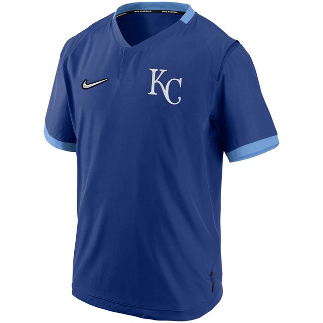 Veste à enfiler chaude manches courtes Nike Royal/Bleu clair des Kansas City Royals Authentic Collection pour hommes