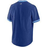 Men's Nike Royal/Light Blue Kansas City Royals Authentic Collection Short Sleeve Hot Pullover Jacket