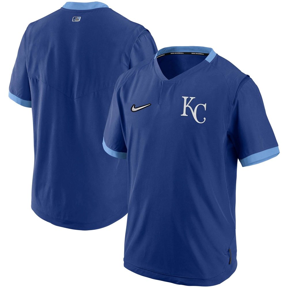 Men's Nike Royal/Light Blue Kansas City Royals Authentic Collection Short Sleeve Hot Pullover Jacket